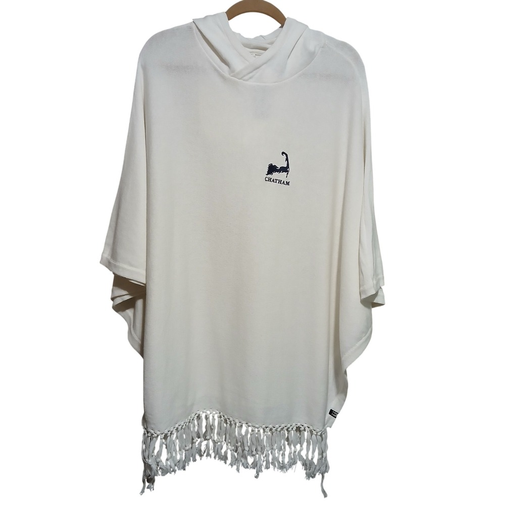 Renuu Bruzer Womens Tassel‎ Poncho Hooded Chatham Cape Cream OS New